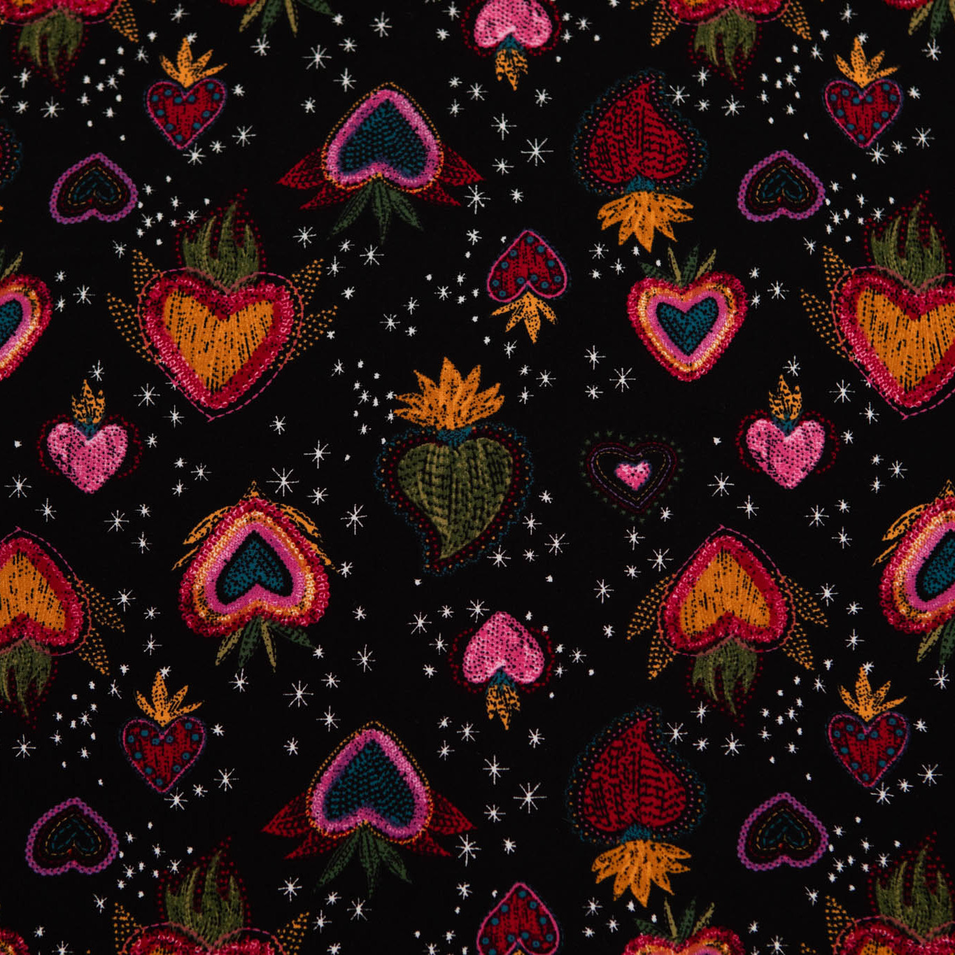 Rayon voile print – Hearts – 1/4m